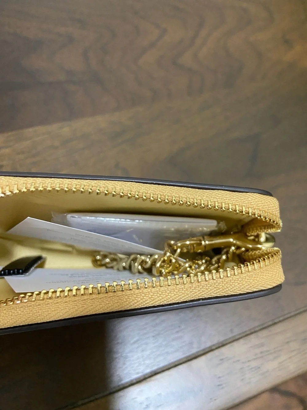 Coach Zip Card Case In Signature Leather With Charm -Light Lemon/Tan